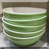 K33. Set of 5 green bowls.
